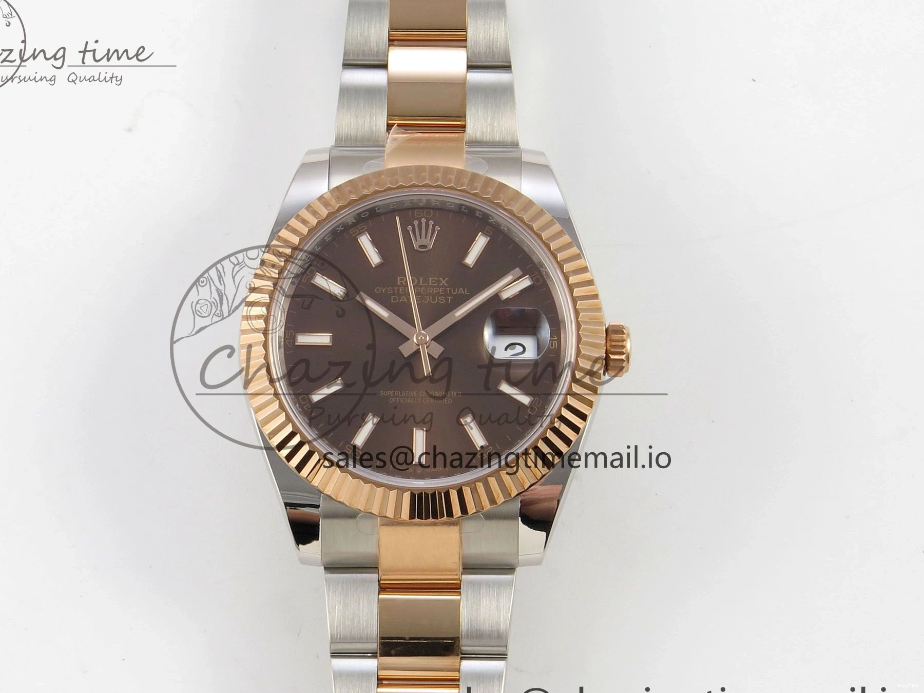 MiroTime 0210 Effortless DateJust 41 126331 SS RG ARF 1:1 Best Edition Brown Stick Dial on Oyster Bracelet SH3235 (Weighted) 201